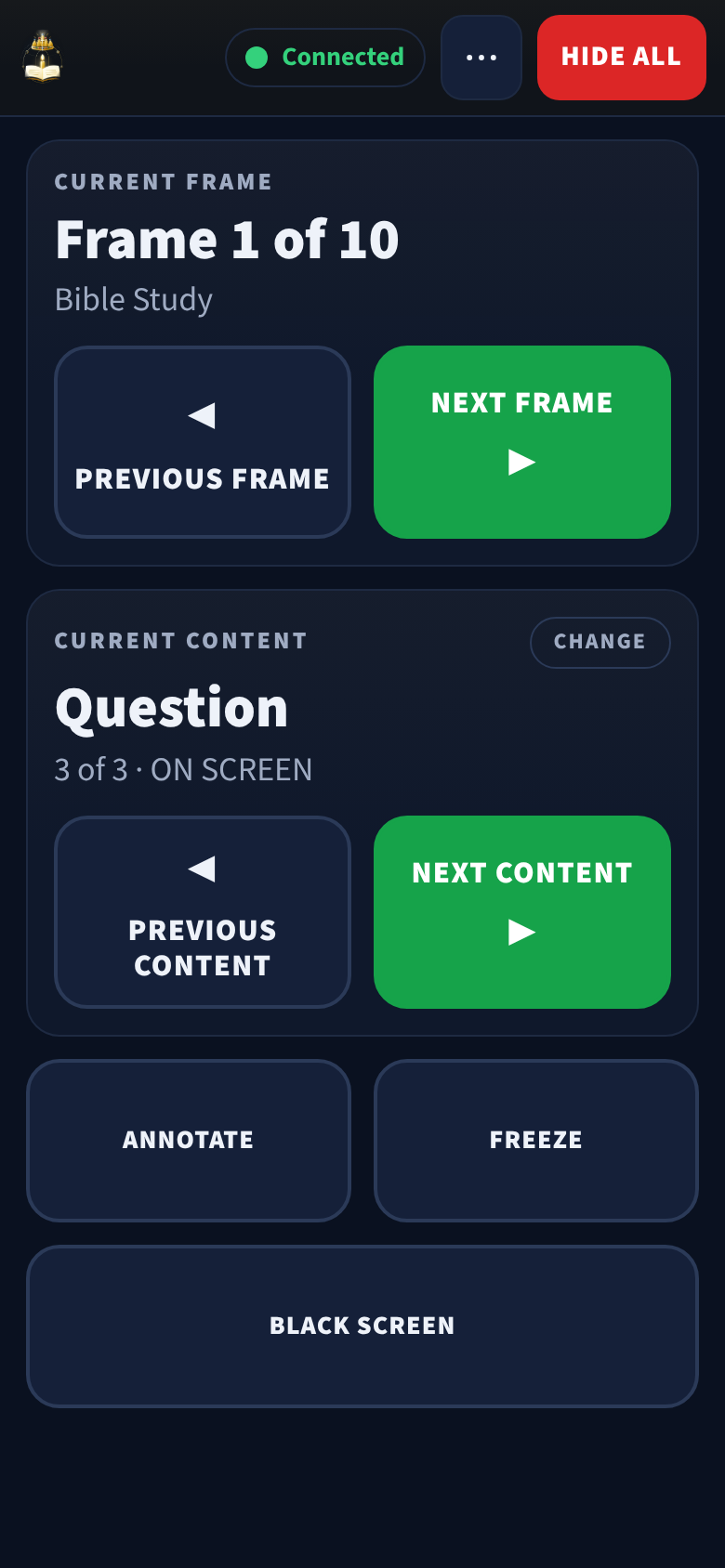 The Simple remote on a phone